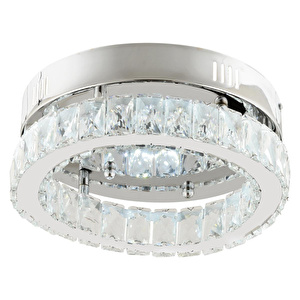 Apliqa Ardenia Tekli Krom Ledli 3 Renkli Kristalli Taşlı Modern Tasarım Led Kristal Salon Avize görseli 3