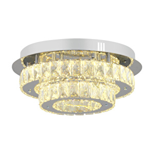 Apliqa Ardenia 2 Katlı Krom 3 Renkli 70 Watt Kristalli Ledli Modern Salon Led Büyük Avize görseli 3