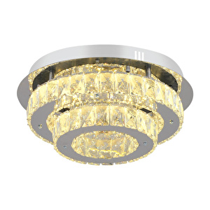 Apliqa Ardenia 2 Katlı Krom 3 Renkli 70 Watt Kristalli Ledli Modern Salon Led Büyük Avize görseli 2