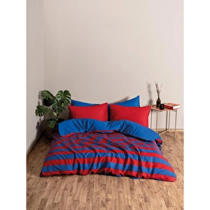 Cozy Home Popping Colors Çift Kişilik Lastikli Çarşaflı Nevresim Takımı Blaze Kırmızı 180x200