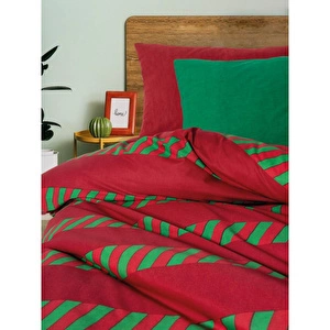 Cozy Home festive Tek Kişilik Lastikli Çarşaflı Nevresim Takımı Holly Yeşil
