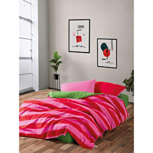 Cozy Home popping Colors Tek Kişilik Lastikli Çarşaflı Nevresim Takımı Cherie Yeşil