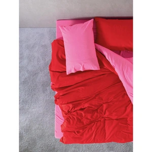Cozy Home Popping Colors Çift Kişilik Lastikli Çarşaflı Nevresim Takımı Sage Kırmızı-Fuşya görseli 2