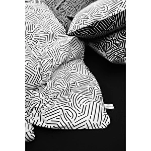 Cozy Home mono Tek Kişilik Lastikli Çarşaflı Nevresim Takımı Maze Siyah görseli 5
