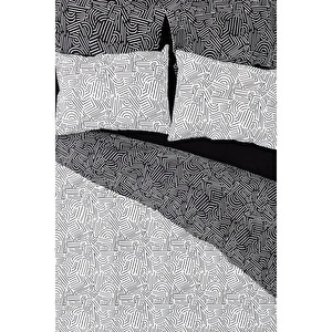 Cozy Home mono Tek Kişilik Lastikli Çarşaflı Nevresim Takımı Maze Siyah