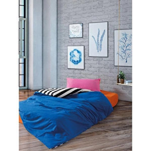 Cozy Home popping Colors Tek Kişilik Lastikli Çarşaflı Nevresim Takımı Dusk Mavi