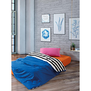 Cozy Home popping Colors Tek Kişilik Lastikli Çarşaflı Nevresim Takımı Dusk Mavi