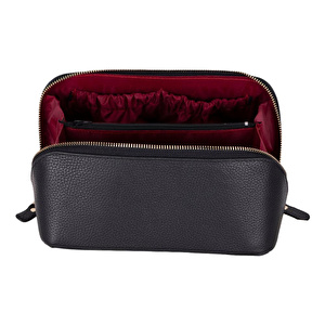 Bloominbag Ella Terra Onyx Black Deri Seyahat Ve Makyaj Çantası görseli 4