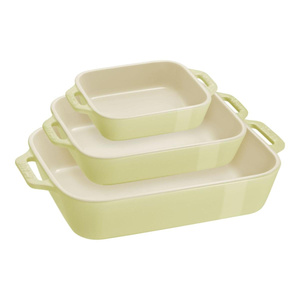 Staub Sermik 3 Parça Dikdörtgen Fırın Kabı Seti, Limon Yeşili