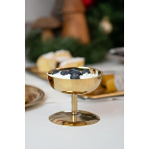Beige & Stone Gold Yüksek Ayaklı 8 Cm Dondurma Lokum Tatlı Kahvaltılık Sunum Kase görseli 3