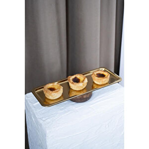 Beige & Stone Ahşap Ayaklı Baton Gold Dekoratif 33 Cm Pasta Kek Sunum/servis Tabak Stand