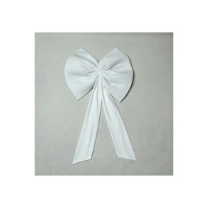 Beige & Stone Kurdele Yıllbaşı Ağaç Süs Noel Beyaz Fiyonk 55x50 Cm Büyük görseli 3