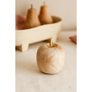 Beige & Stone Ahşap Elma Dekoratif Biblo Obje görseli 2