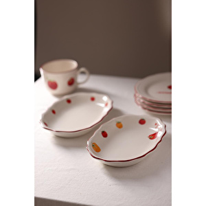 Rakle Pomodoro Stoneware 2'li Kayık Sunum Tabağı Seti 25 Cm görseli 6
