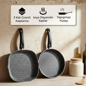 Bernardo Carolin 2 Parça Grill Tava Seti Gri ( 26 Cm -28 Cm) görseli 5