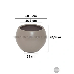Biçiçek Plastik Küre Saksı 51 Cm Çap Kahverengi görseli 2