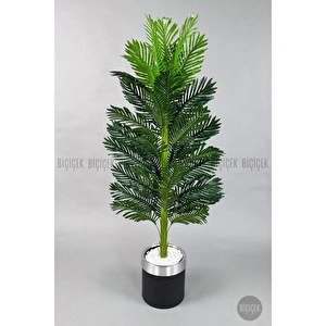 Biçiçek Areka Palmiyesi 150cm Metal Siyah Gümüş Saksıda görseli 5