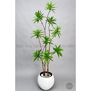 Biçiçek 160 Cm Dragon Bitkisi Yapay Dracaena Küre Saksıda Beyaz görseli 4