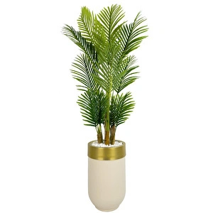 Areka Palmiyesi 160cm Krem Gold Metal Darbuka Saksıda