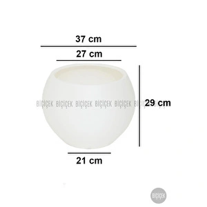 Biçiçek Plastik Küre Saksı 37 Cm Çap Beyaz görseli 2