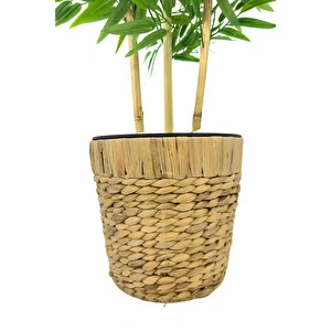 Biçiçek Yapay Bambu Ağacı 140cm Hasır Saksıda Yeşil görseli 3