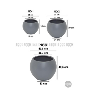 Biçiçek Plastik Küre Saksı 37 Cm Çap Gri görseli 5