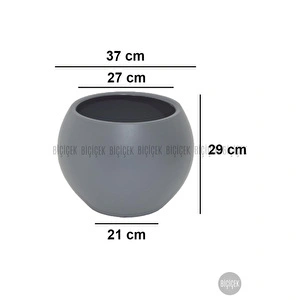 Biçiçek Plastik Küre Saksı 37 Cm Çap Gri görseli 2