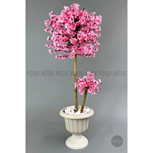 Biçiçek Yapay Ağaç Doğal Bambu Gövdeli Japon Ağacı Pembe Bahar Dalı Ağacı 125cm görseli 2