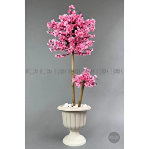 Biçiçek Yapay Ağaç Doğal Bambu Gövdeli Japon Ağacı Pembe Bahar Dalı Ağacı 125cm görseli 4