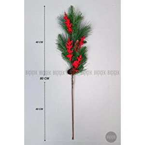 Biçiçek Koki̇na 80 Cm Bol Meyveli̇ Ve Kozalakli Yilbaşi Bi̇tki̇si̇ Tek Dal görseli 6