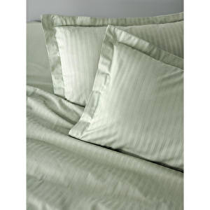 Cotton Box Elegant Stripe Saten Çift Kişilik Nevresim Takımı Adaçayı görseli 2