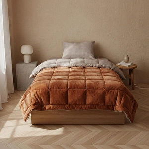 Othello Tek Kişilik Çift Taraflı Welsoft Comforter Yorgan Seti Orange 155x215 Cm - Dormio Soft Trigo Serisi görseli 1
