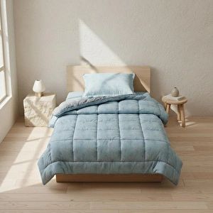 Othello Tek Kişilik Çift Taraflı Welsoft Comforter Yorgan Seti Mavi 155x215 Cm - Dormio Soft Bloom Serisi görseli 2