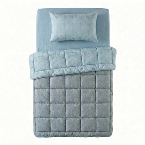 Othello Tek Kişilik Çift Taraflı Welsoft Comforter Yorgan Seti Mavi 155x215 Cm - Dormio Soft Bloom Serisi görseli 3