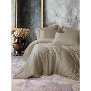 Silky Saten King Size Nevresim Takımı Bej