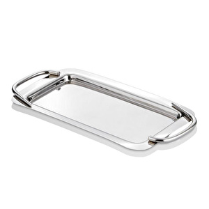 Cornella Basic Dikdörtgen Sunum Tepsisi Silver Büyük En:24 Cm X Boy:43 Cm X Tümü:49 Cm