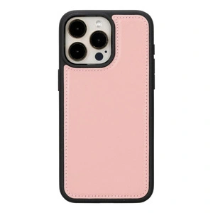 Bloominbag Bloomcase Apple Iphone 15 Pro Max (6.7") Peony Pink Hakiki Deri Çıkarılabilir Cüzdanlı Telefon Kılıfı