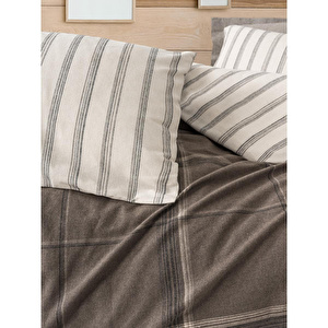 Cotton Box Warm Flanel Tek Kişilik Nevresim Takımı Caldo Kahve görseli 2