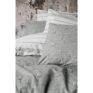 Cotton Box Klein Nakışlı Ranforce Çift Kişilik Nevresim Takımı Patara Gri görseli 2