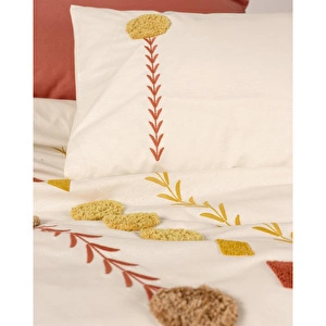 Cotton Box Puff Nakışlı Çift Kişilik Nevresim Takımı Amaris Kiremit görseli 2