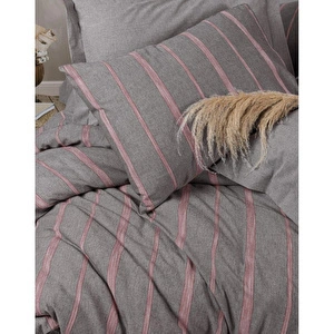 Cotton Box Ribbed Çift Kişilik Nevresim Takımı Barisan Gri