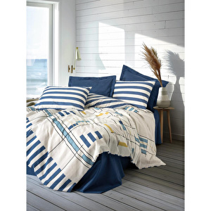 Cotton Box Modern Çift Kişilik Nevresim Takımı Lunox Lacivert