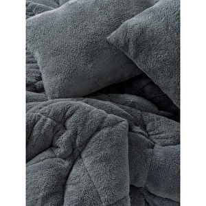 Cotton Box Tek Kişilik Peluş Yorgan Seti Gri 155x215 Cm görseli 3