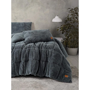 Cotton Box Tek Kişilik Peluş Yorgan Seti Gri 155x215 Cm görseli 1