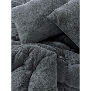 Cotton Box Çift Kişilik Peluş Yorgan Seti Gri 195x215 Cm