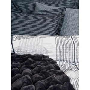 Cotton Box Çift Kişilik Trim Battaniyeli Nevresim Takımı Smooth Siyah görseli 2