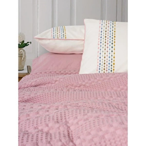 Cotton Box Aura Tek Kişilik Pike Takımı Pebble Pembe