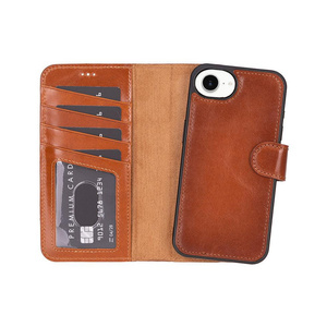 Bloominbag Bloomcase Magic Wallet Tan Apple Iphone 17e / 16e (6.1") Hakiki Deri Çıkarılabilir Cüzdanlı Telefon Kılıfı görseli 1