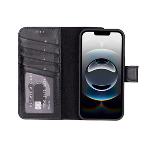 Bloominbag Bloomcase Magic Wallet Oynx Black Apple Iphone 17e / 16e (6.1") Hakiki Deri Çıkarılabilir Cüzdanlı Telefon Kılıfı görseli 4
