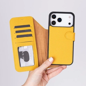 Bloominbag Bloomcase Magic Wallet Honey Apple Iphone 17 Pro Max (6.9") Hakiki Deri Çıkarılabilir Cüzdanlı Telefon Kılıfı görseli 2